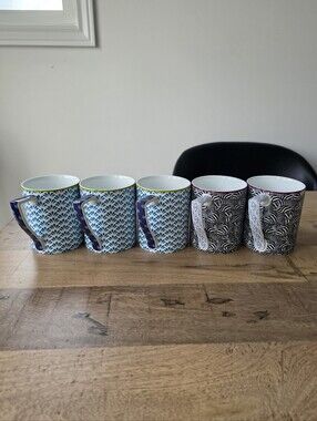 Ted Baker Patterned Ceramic Mug Set Of 5
